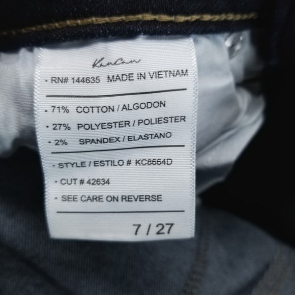 KanCan Jeans Womens 27 Blue Flare Bell Bottoms High Rise Dark Wash Stretch Denim - Picture 5 of 10